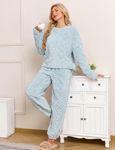 Thumbnail 3 de Niwicee Pyjama Femme Hiver Polaire – Ensemble 2 pièces bleu M