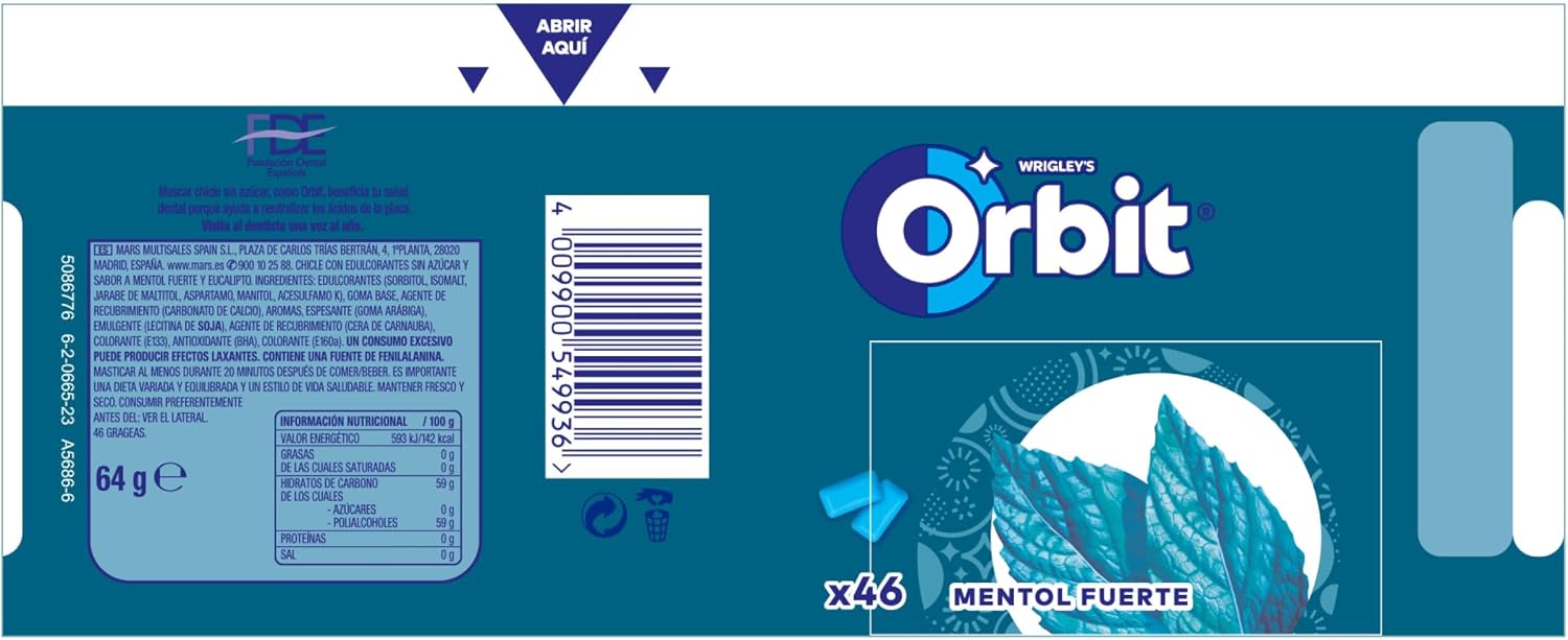 Thumbnail 8 de Orbit Chicles Sin Azúcar Mentol Fuerte - Larga Duración