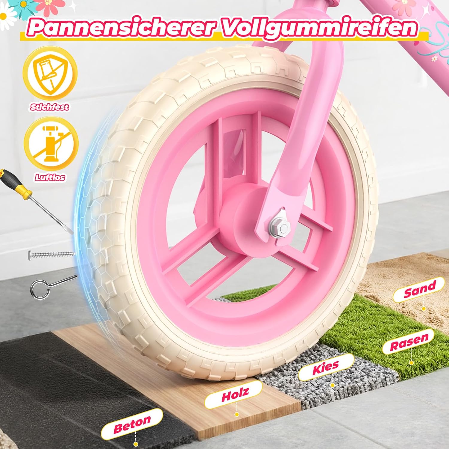 Thumbnail 4 de HappyGoLucky Laufrad Ab 2–5 Jahre – Leuchträder, Höhenverstellbar, Geflochtener Korb