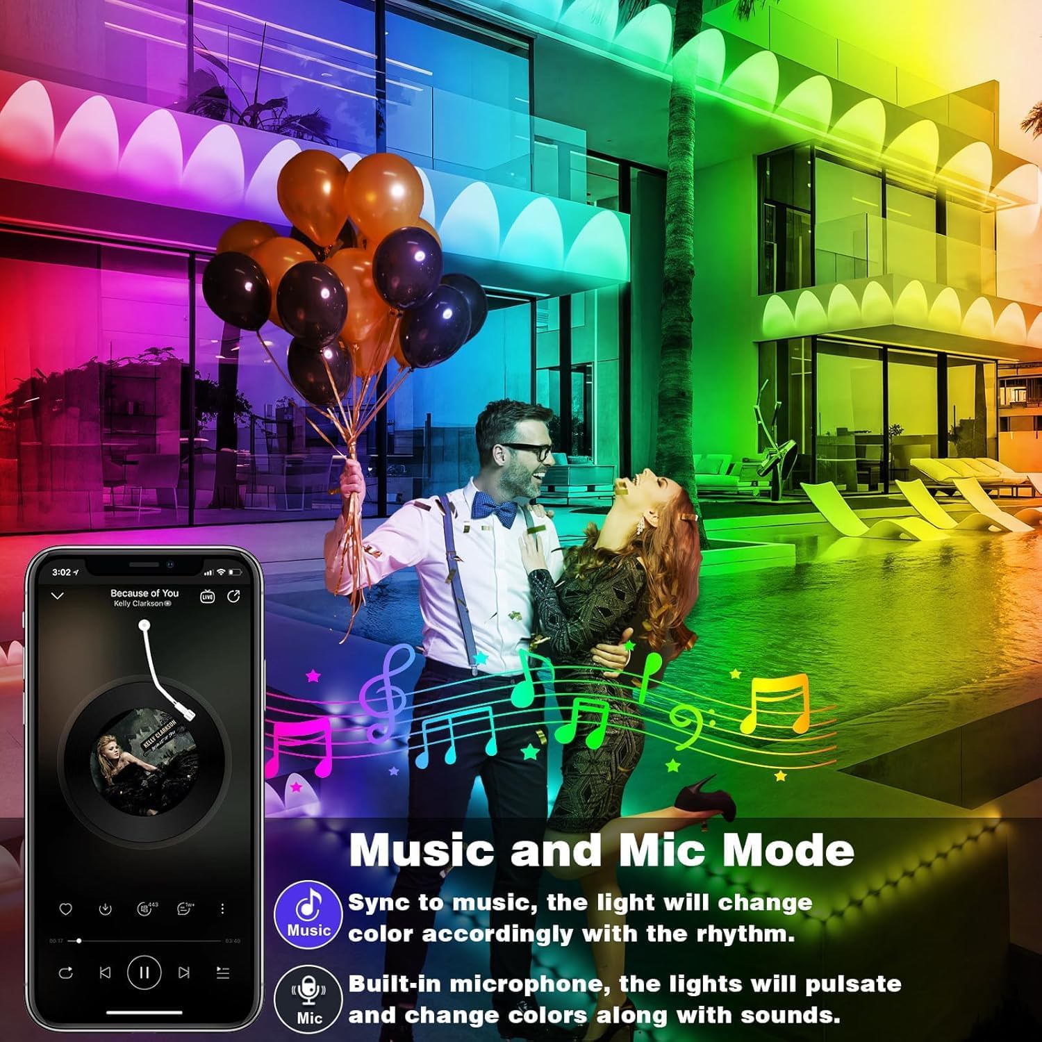 Detalle de FBZ 300FT Permanent Outdoor Lights, RGB App Control, IP67 Waterproof