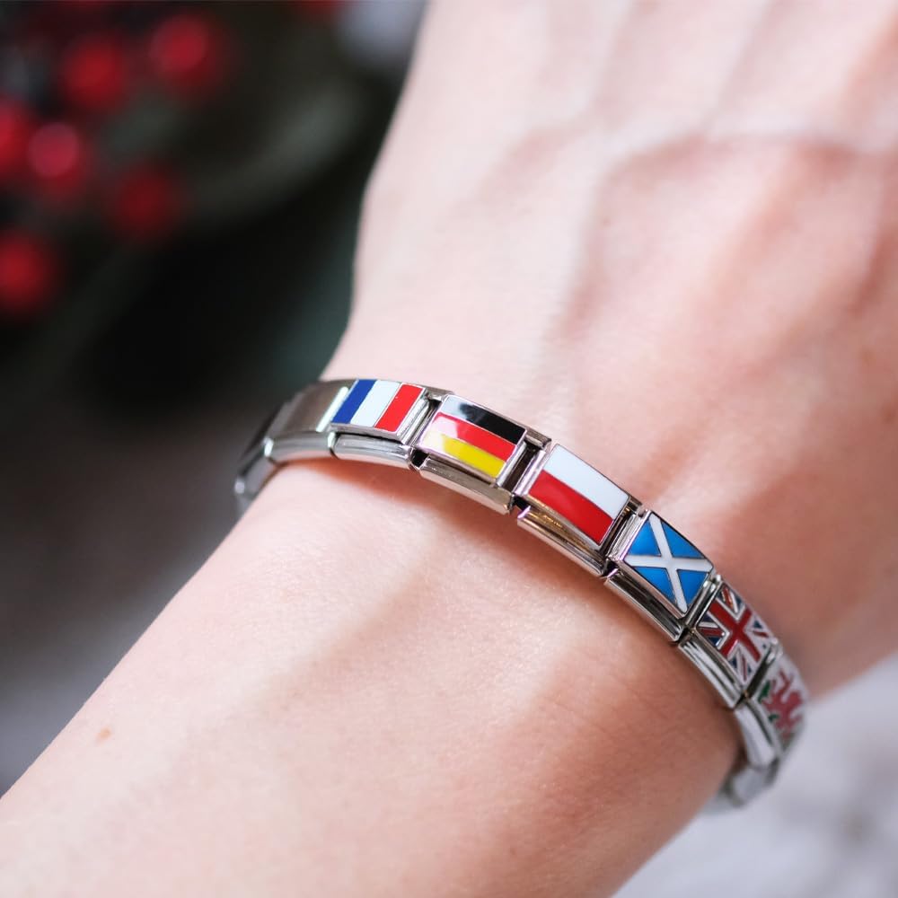 Detalle de 2Burned Italian Charm Flag for 9 mm Bracelets in Stainless Steel