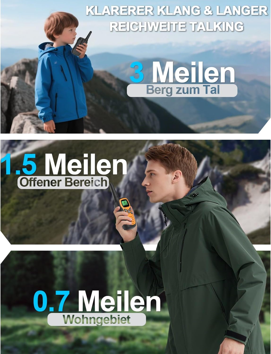 Detalle 2 de Walkie-Talkie-Set 3er mit 16 Kanälen