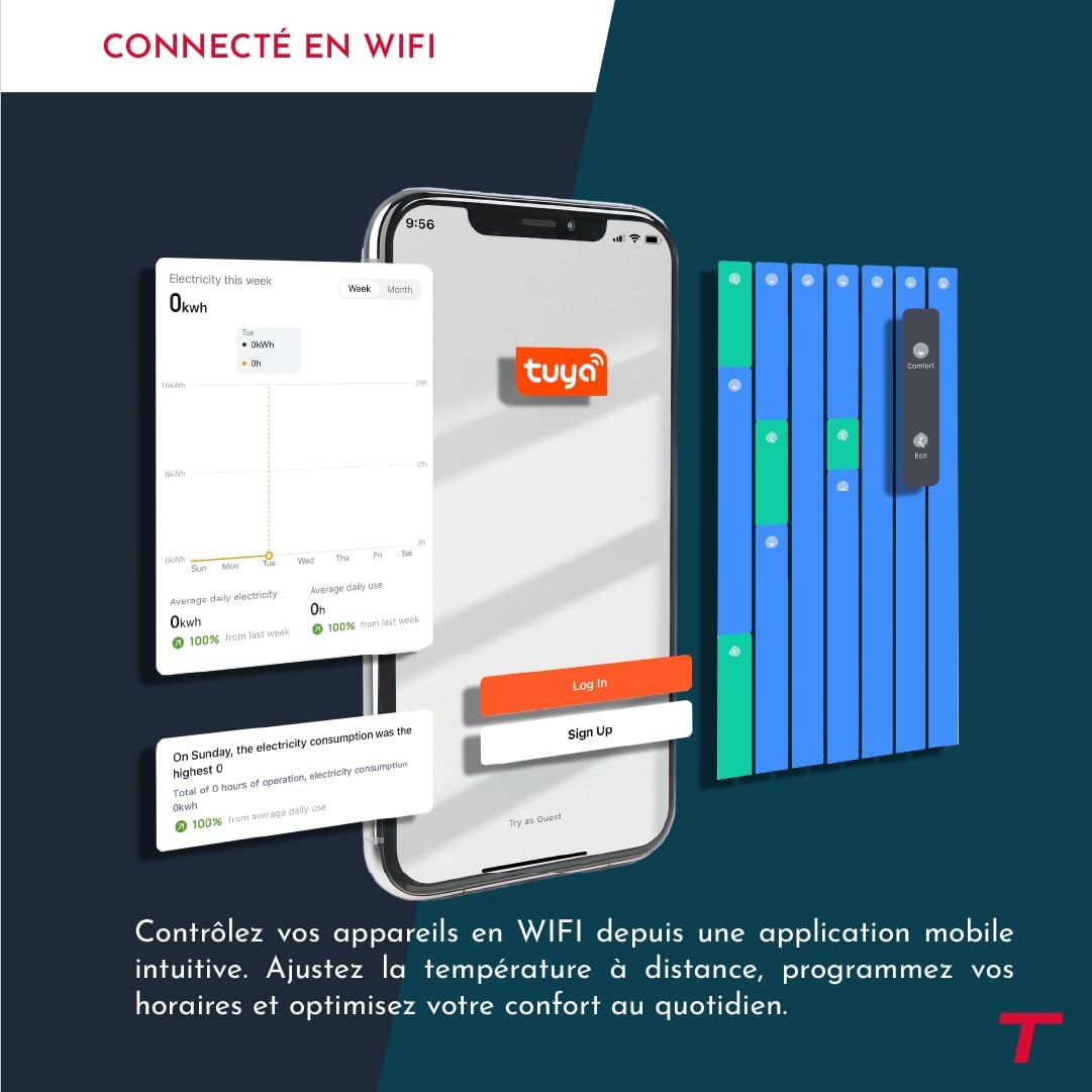 Thumbnail 5 de THOMSON COSMO : Sèche-serviette électrique sans fluide connecté WiFi 500W blanc
