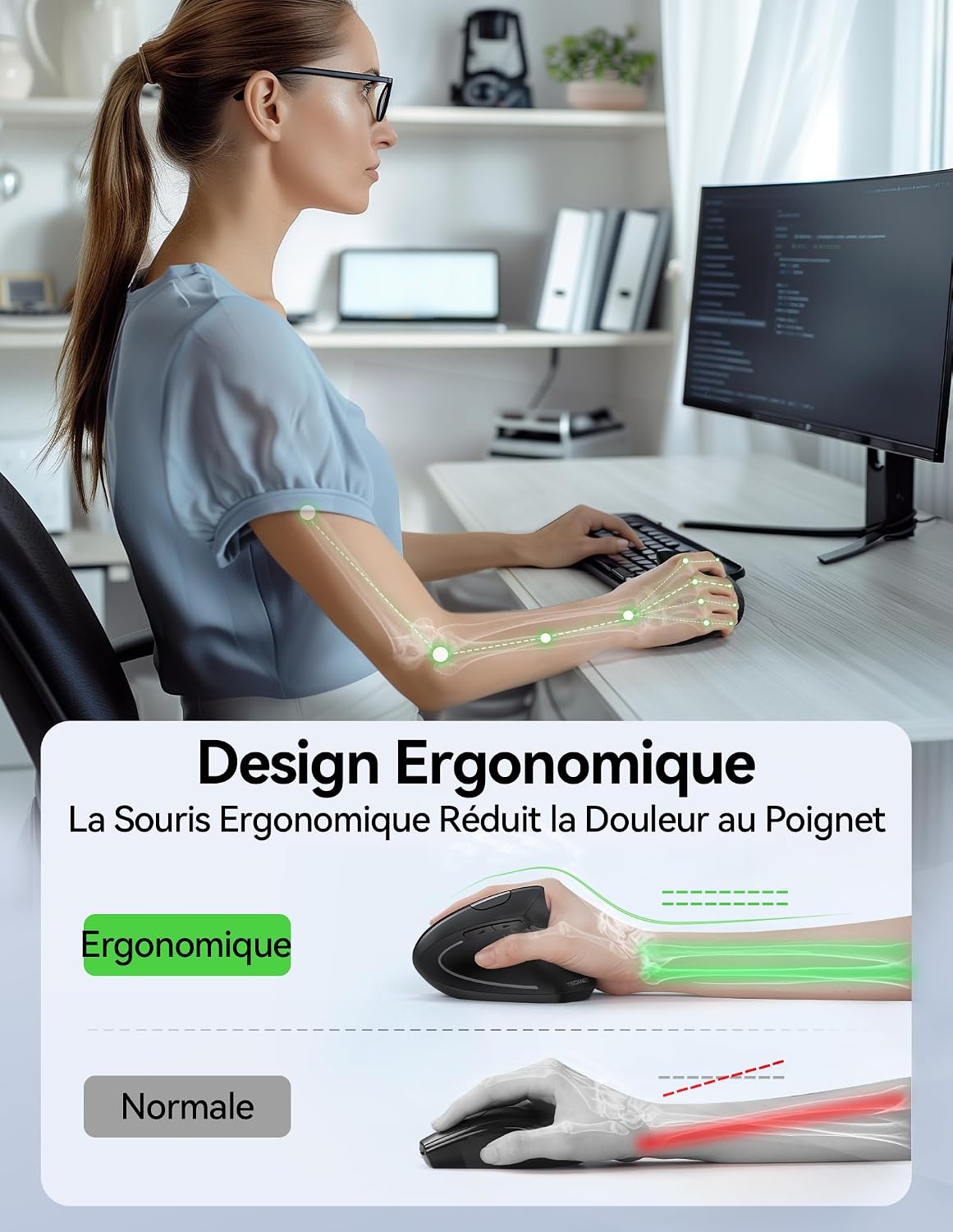 Thumbnail 2 de TECKNET Souris Ergonomique 4800 DPI