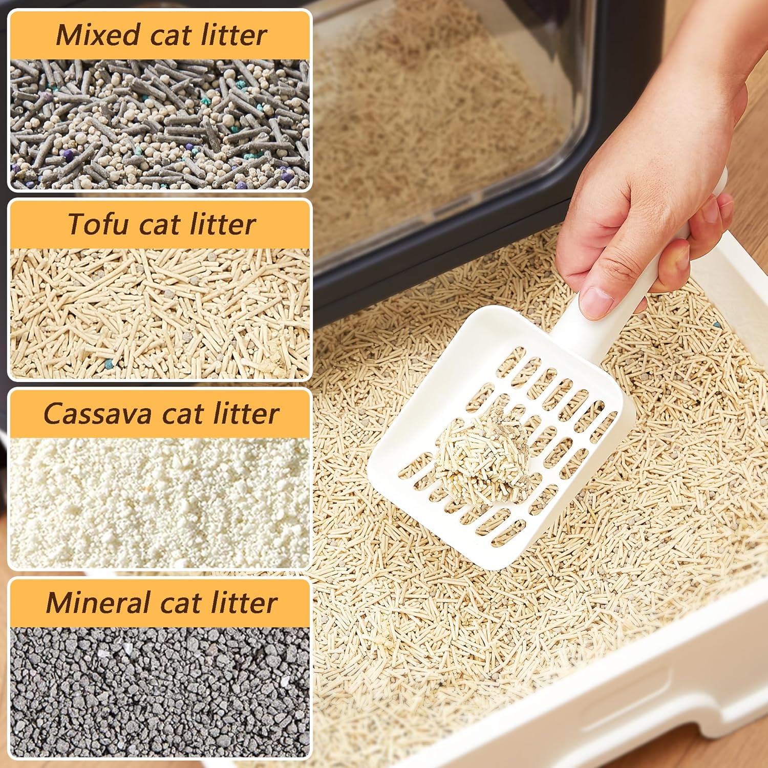 Detalle de Vealind Cat Litter Scoops: Durable Non-Stick Shovel for Easy Cleaning