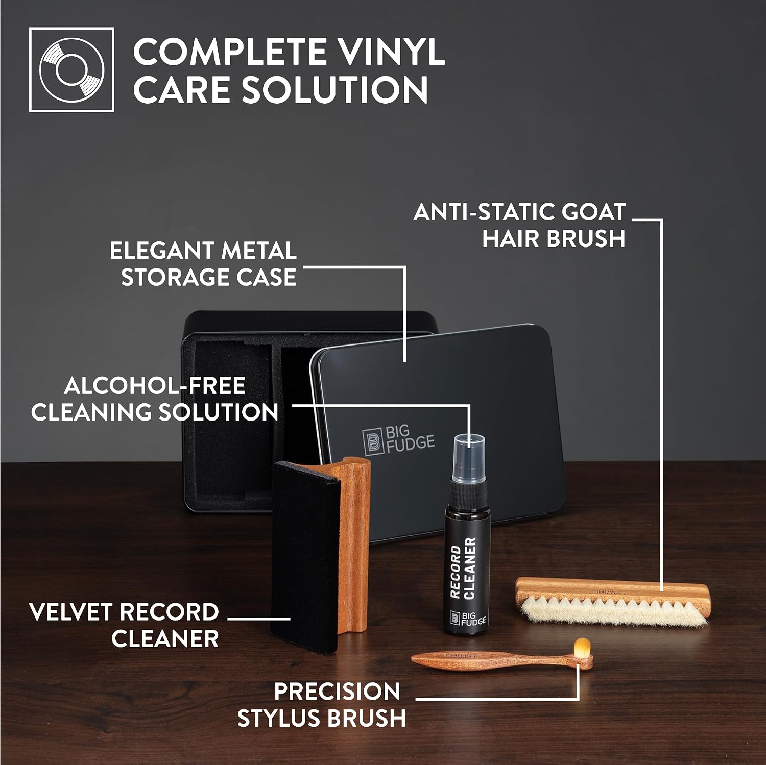 Detalle de Big Fudge Vinyl Record Cleaning Kit - Collector's Edition (100% Sapele Wood)