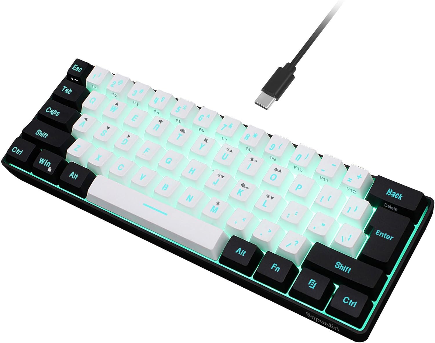 Detalle de Snpurdiri 60% wired gaming keyboard, RGB
