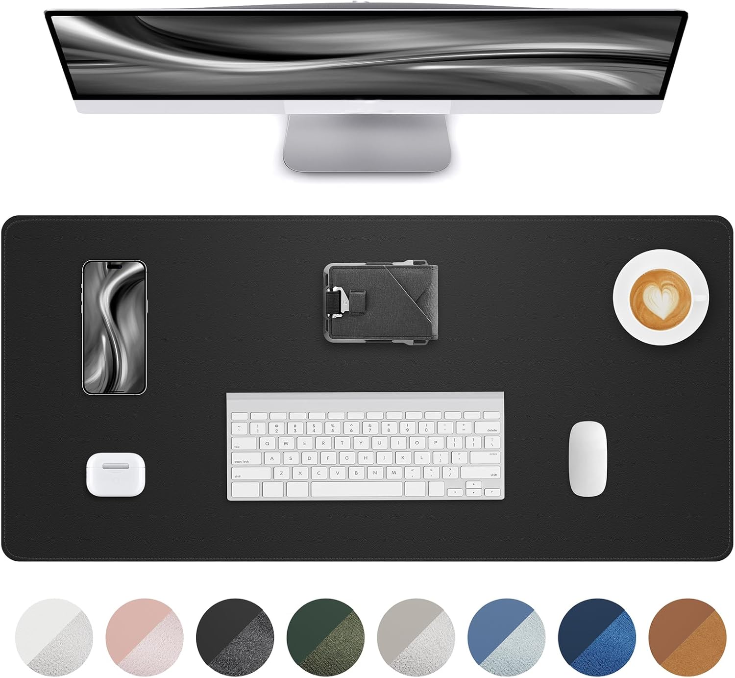 Detalle de AFIING Leather Desk Mat Protector 60x35 cm – Waterproof, Non-Slip PU Leather Desk Pad