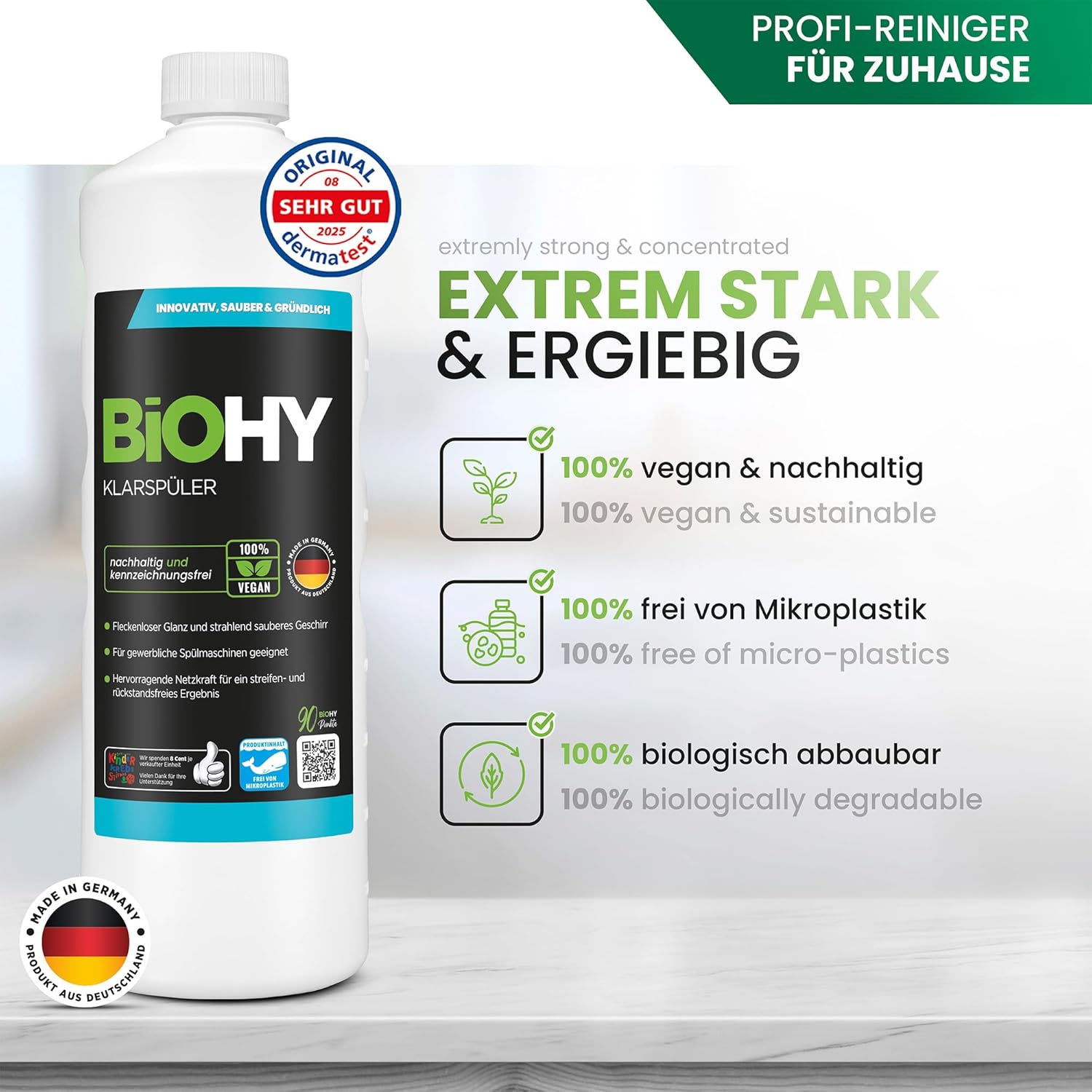 Thumbnail 1 de BiOHY Klarspüler (1 l) für die Spülmaschine – Bio-Geschirrspülmittel als Glanz- und Kalkschutz
