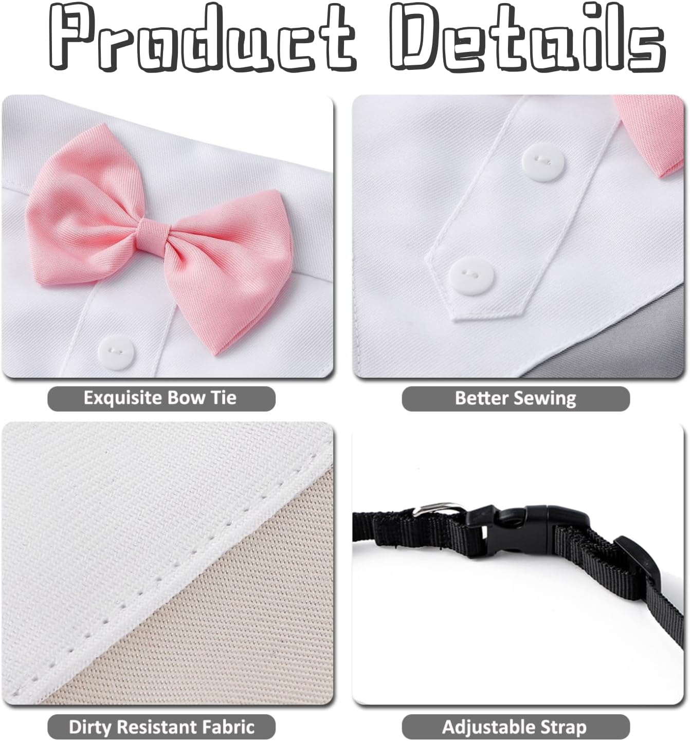 Thumbnail 1 de BT Bear Smoking-Bandana-Halsband für Hunde (Größe M) – verstellbar mit Fliege, Beige