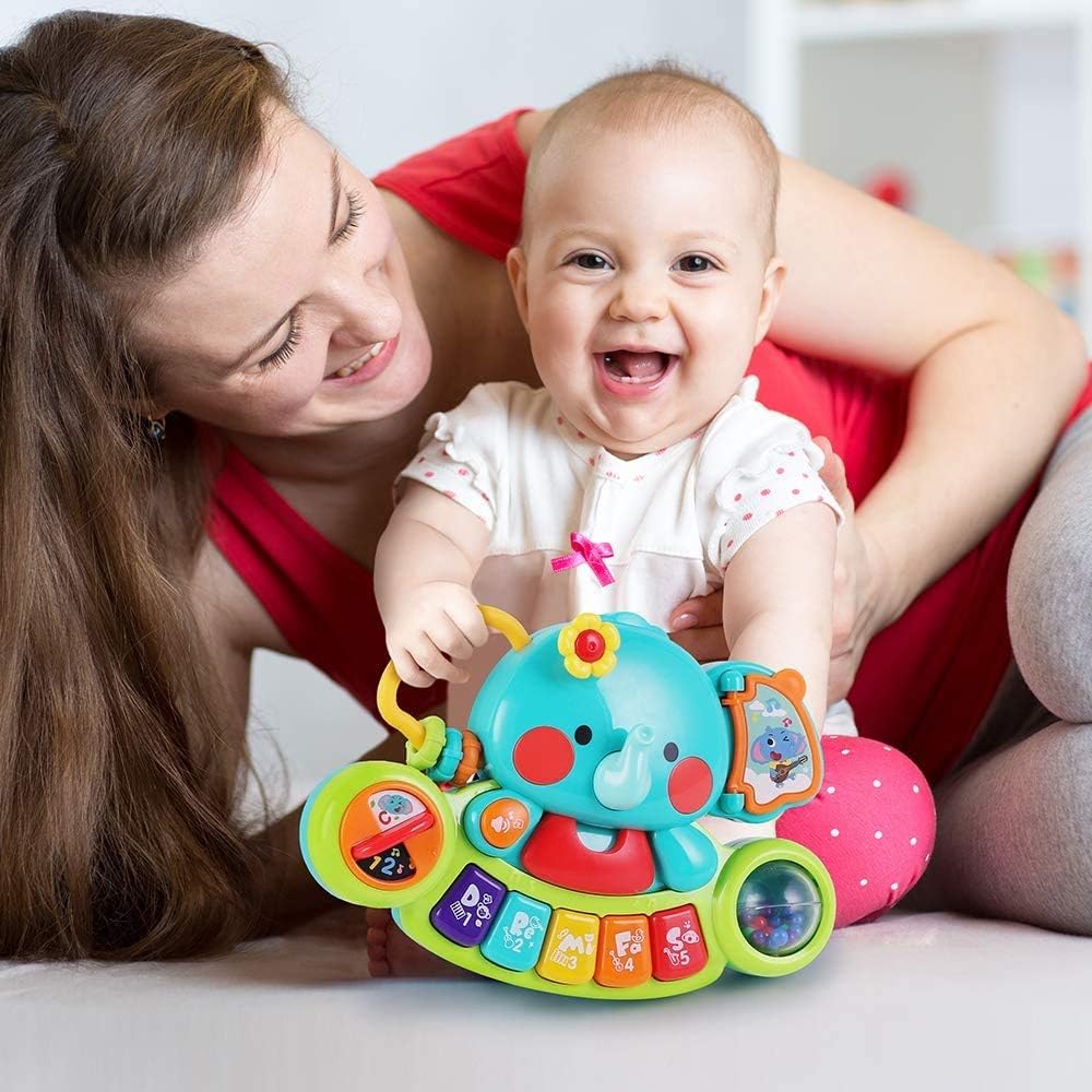 Detalle de HOLA Baby Spielzeug Elefant-Klavier (Musikspielzeug) – Licht & Klang, Motorikspielzeug für ab 1 Jahr