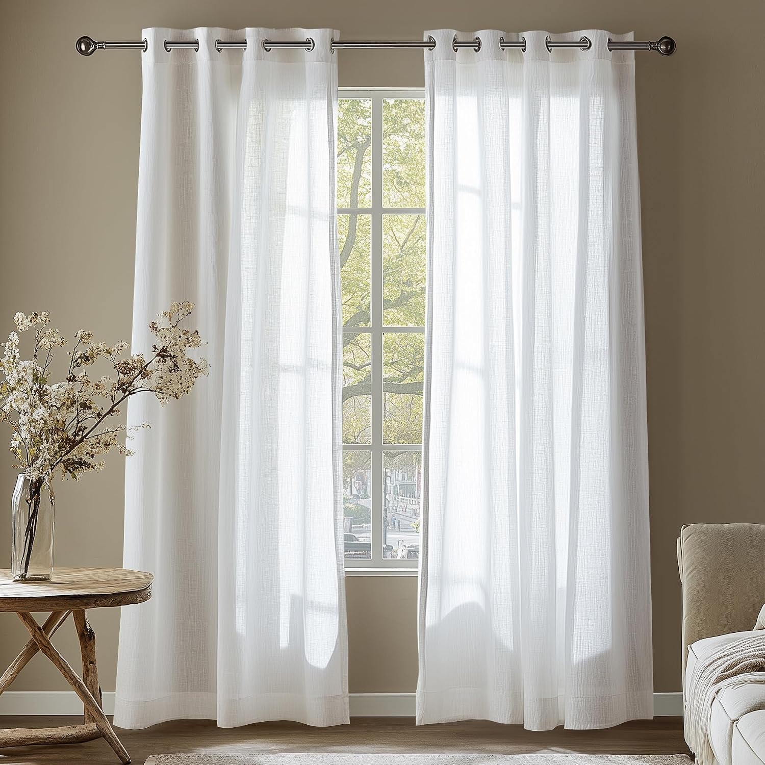 Detalle de Deconovo eyelet net curtains, 55 x 90 inch