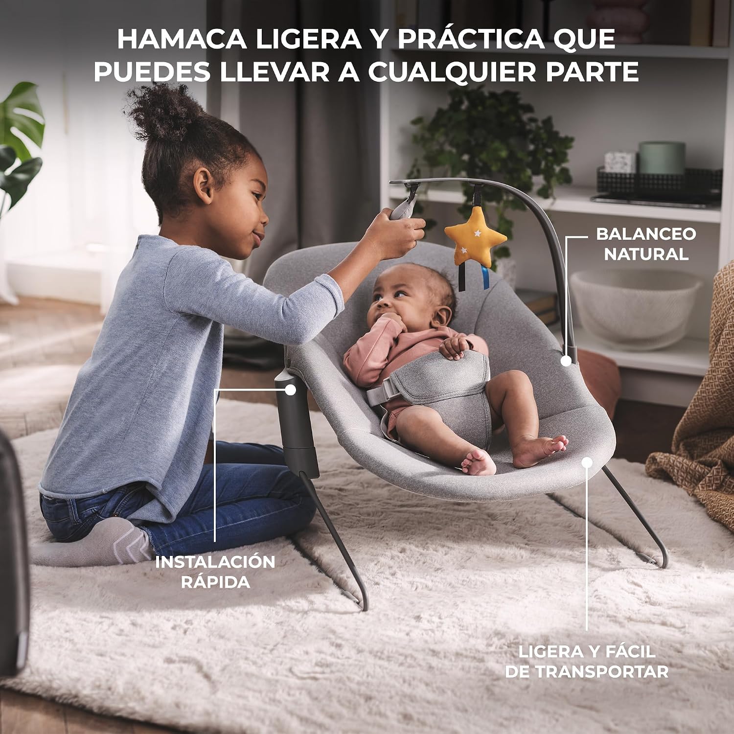 Thumbnail 6 de Kinderkraft ENOCK: Trona infantil de madera y hamaca portátil