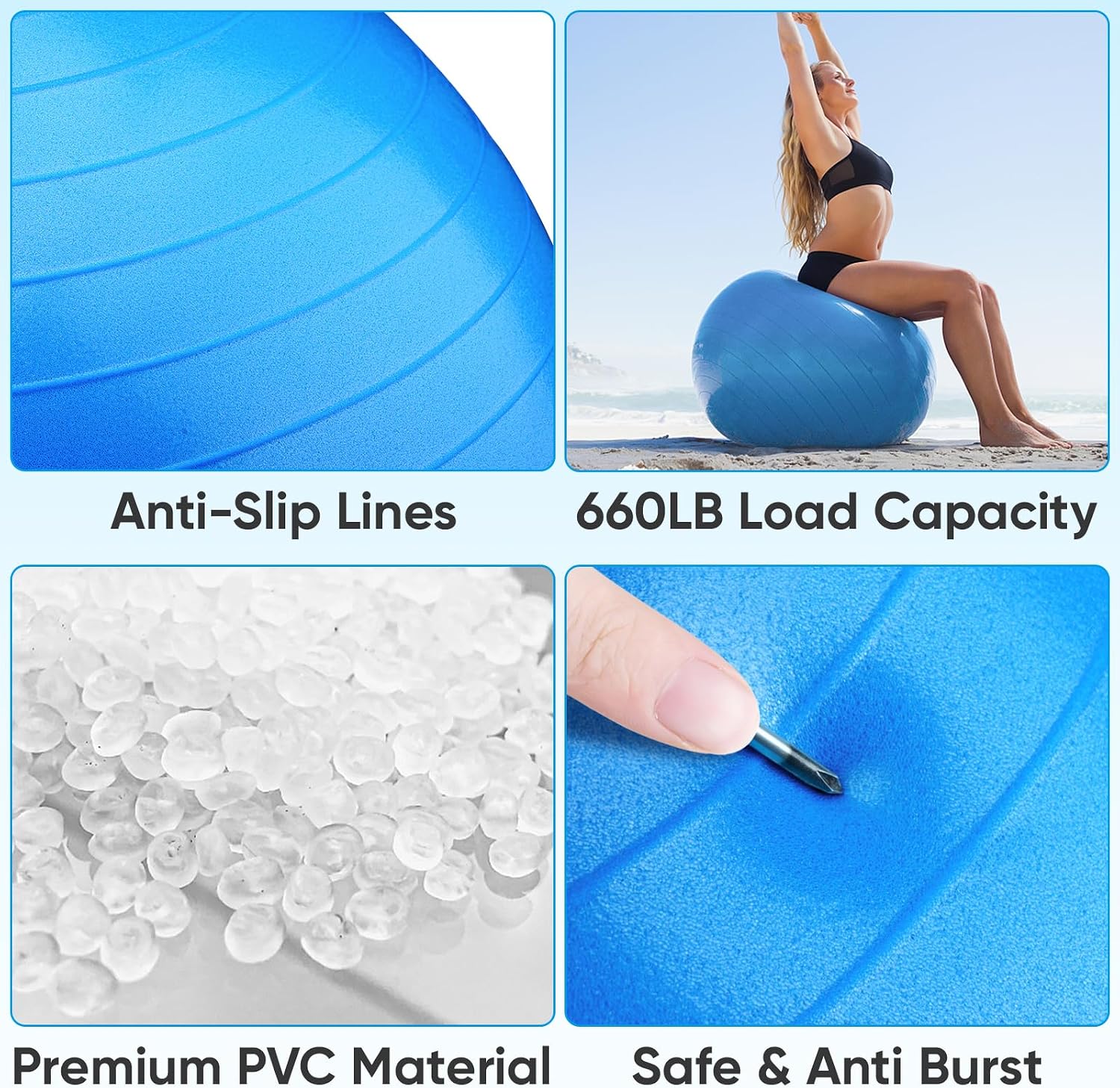 Thumbnail 6 de APEXUP Yoga Ball Exercise Ball (Anti-Slip, Heavy Duty) — 5 Sizes