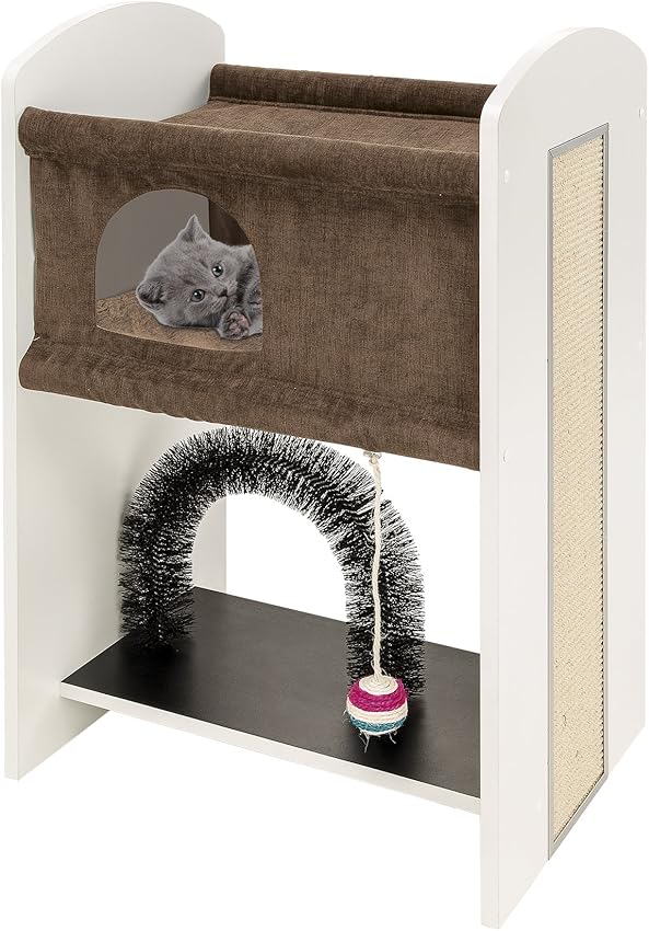 Detalle 2 de Feplast 74057021 Mueble para gatos con casita y rascador 40×55×80 cm 🐱