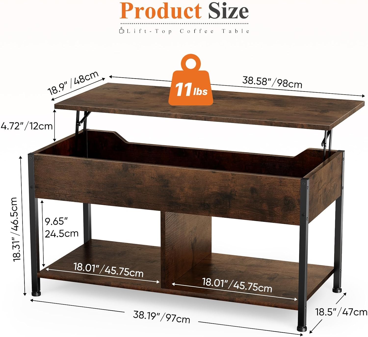 Thumbnail 1 de DUMOS Lift-Top Coffee Table, Wood