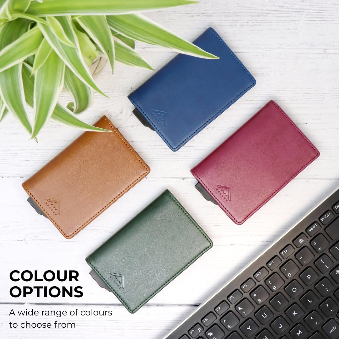 Thumbnail 5 de Stealth Wallet RFID Card Holder Wallet – Smart Minimalist Pop Up Slim Aluminium & Green Leather
