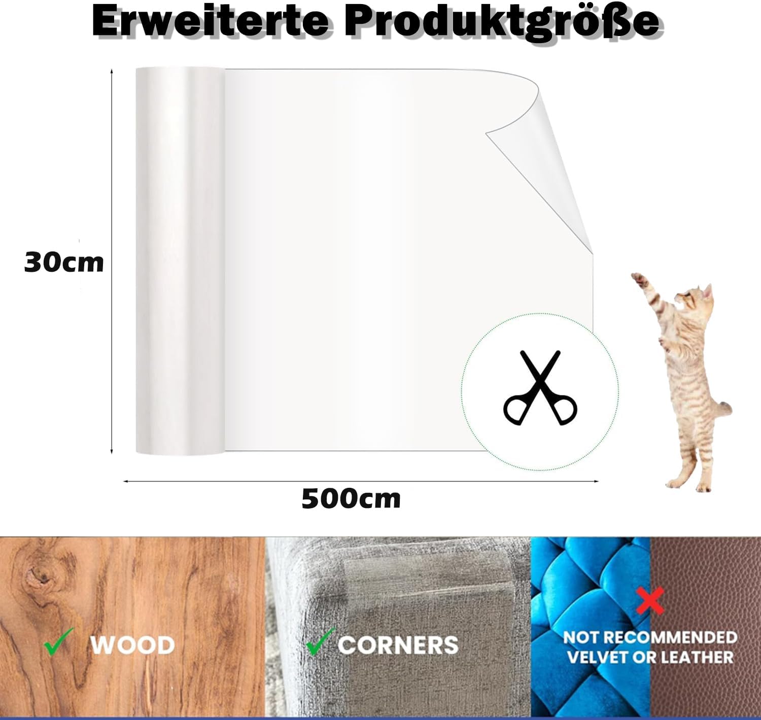 Detalle de Kratzschutz Tape 30 cm x 5 m für Katzen