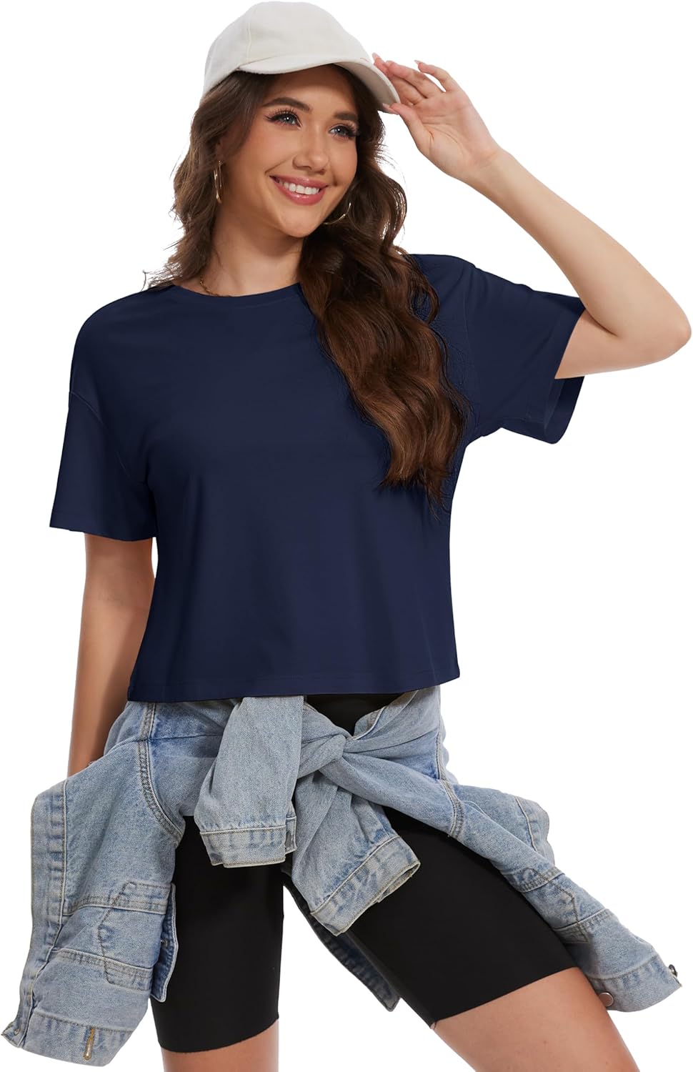 Thumbnail 4 de YUCOLEN Women's Crop Tops: UPF 50+ Summer Short Sleeve Cotton Tee