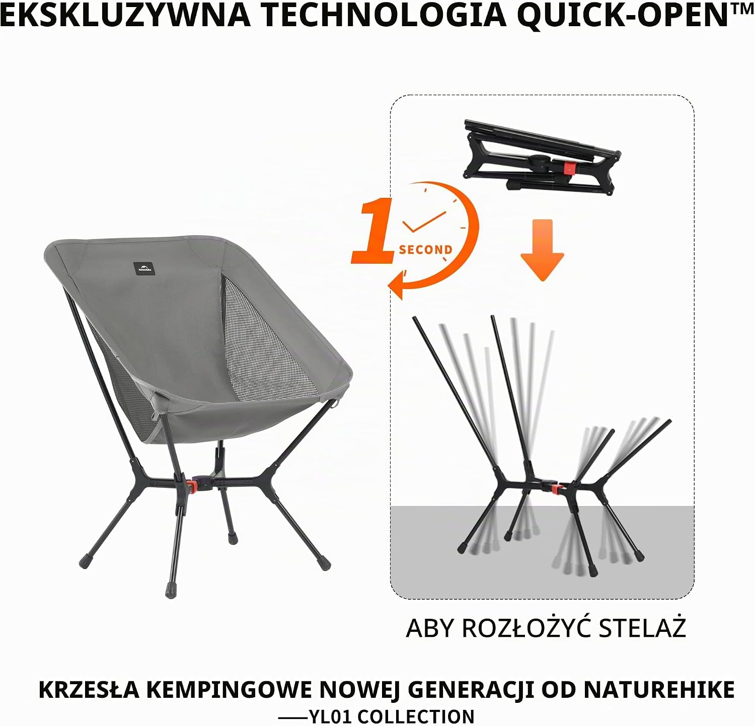 Detalle de Naturehike CNK2550JJ013 YL01 Snap – krzesło kempingowe z aluminiową ramą