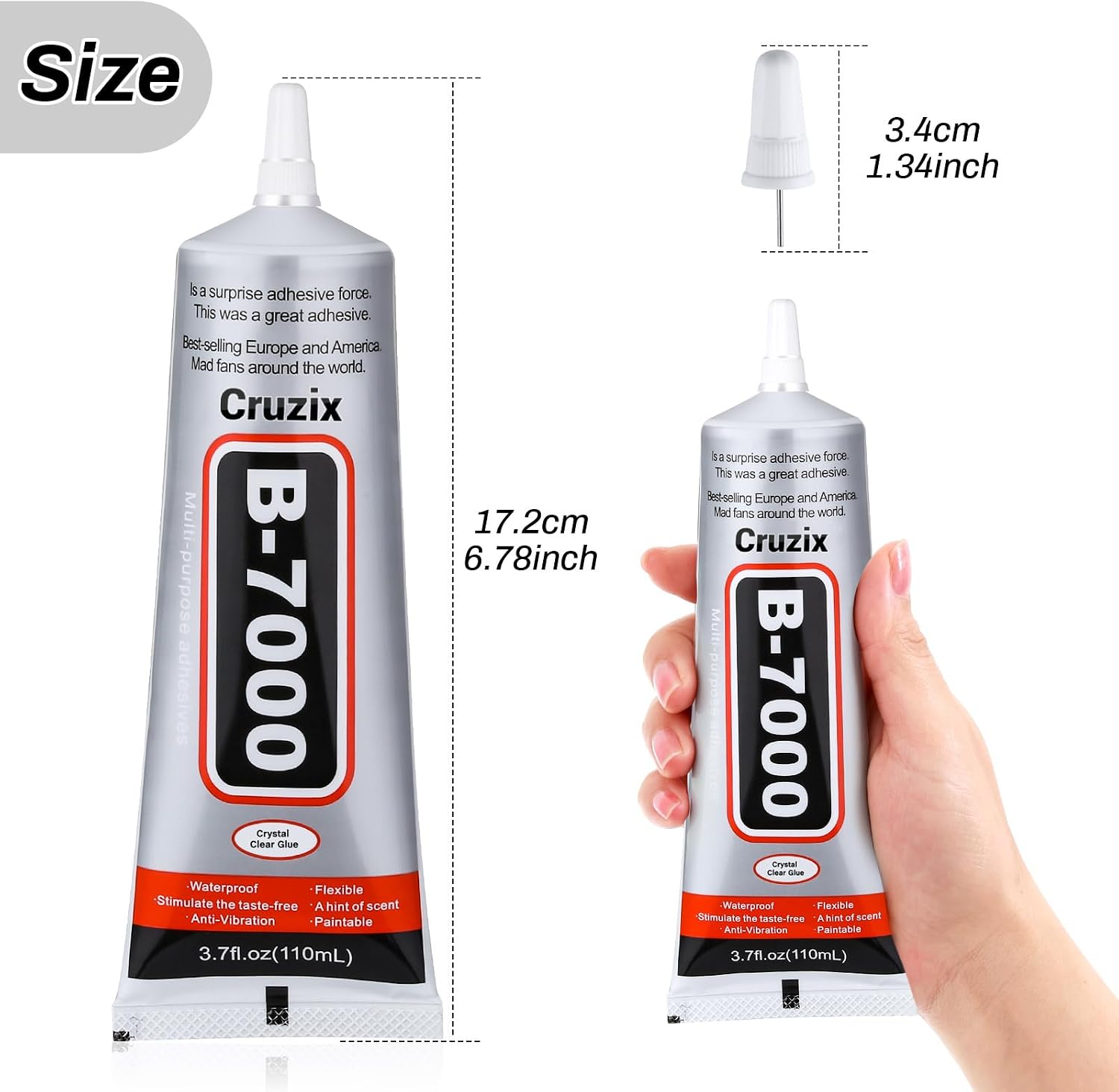 Detalle de Cruzix RZ0081 B7000 Clear Adhesive, 110 ml Precision-Tip Glue