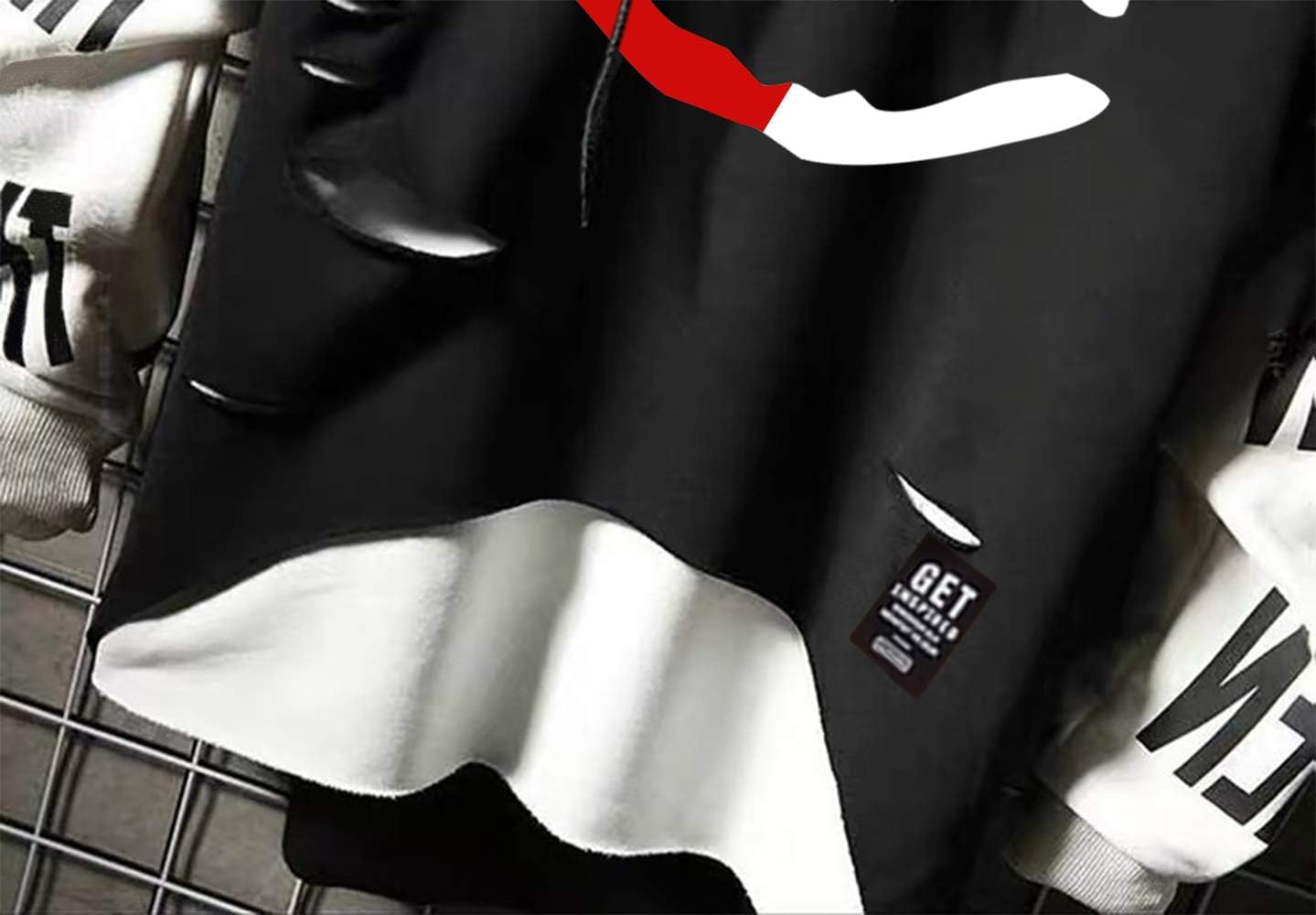 Detalle 2 de Hello MrLin Men’s Techwear Hip Hop Hoodie Japanese Streetwear Patchwork Jumper