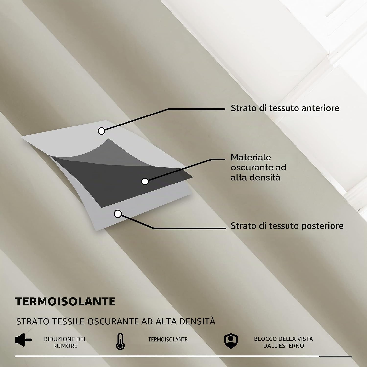 Thumbnail 5 de Deconovo Tende oscuranti per camera da letto – 2 pezzi, 140x290 cm, beige chiaro