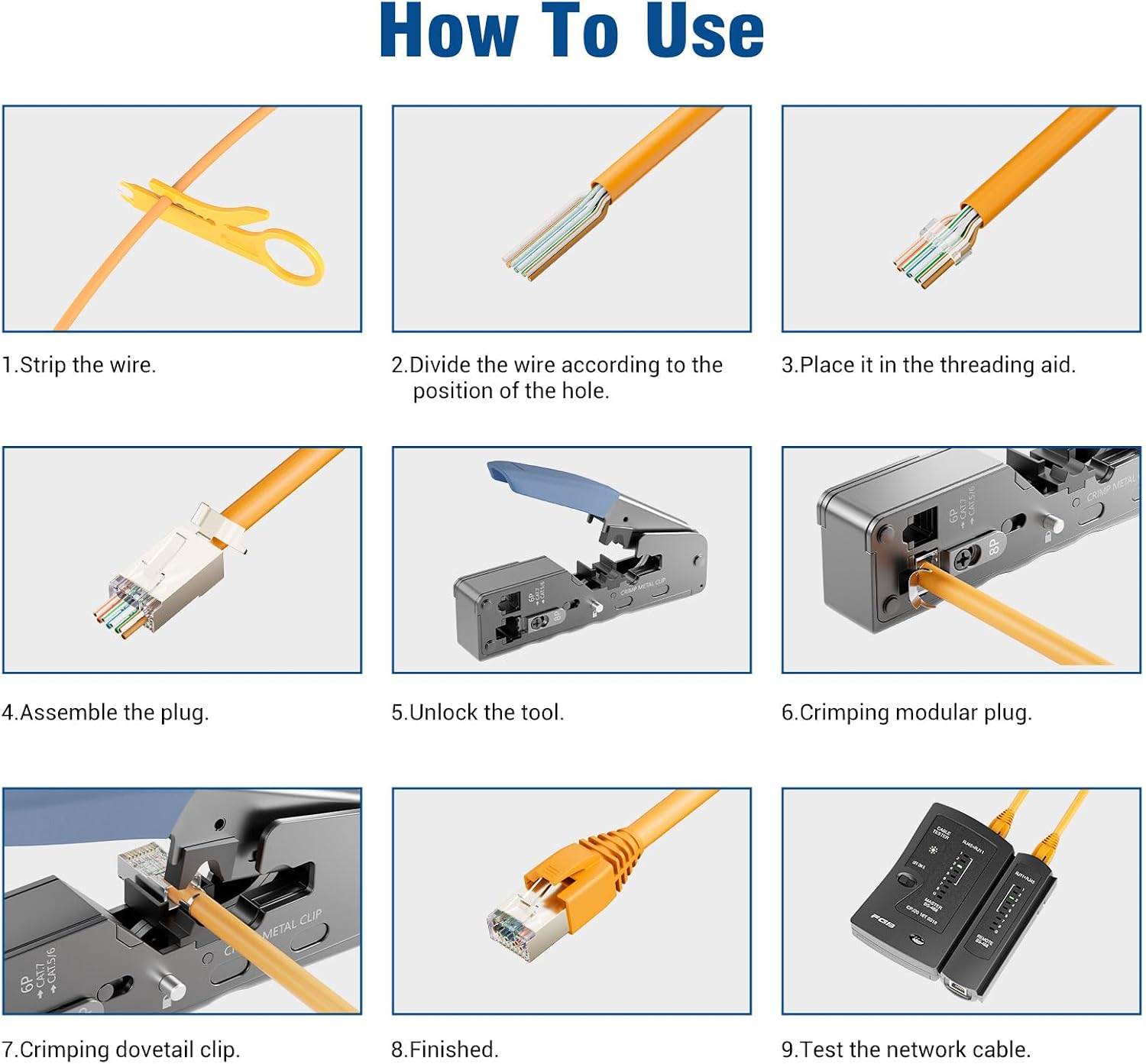 Detalle 2 de Netzwerk Werkzeugset für RJ45 10x Stecker