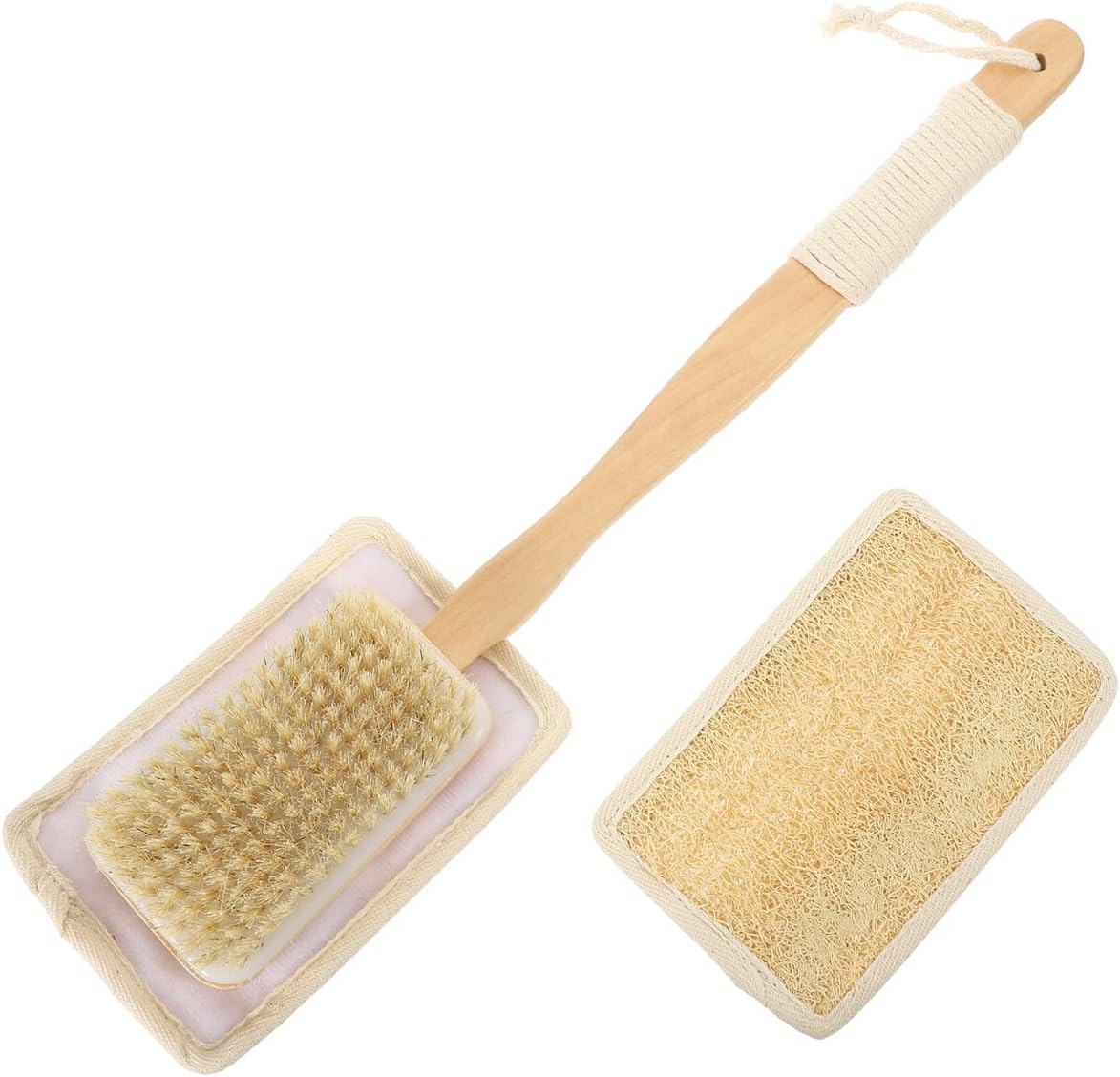 Detalle de SOPOTUTU Long Handle Loofah Back Scrubber – 16.93 inch Bath Brush with Replacement Pad