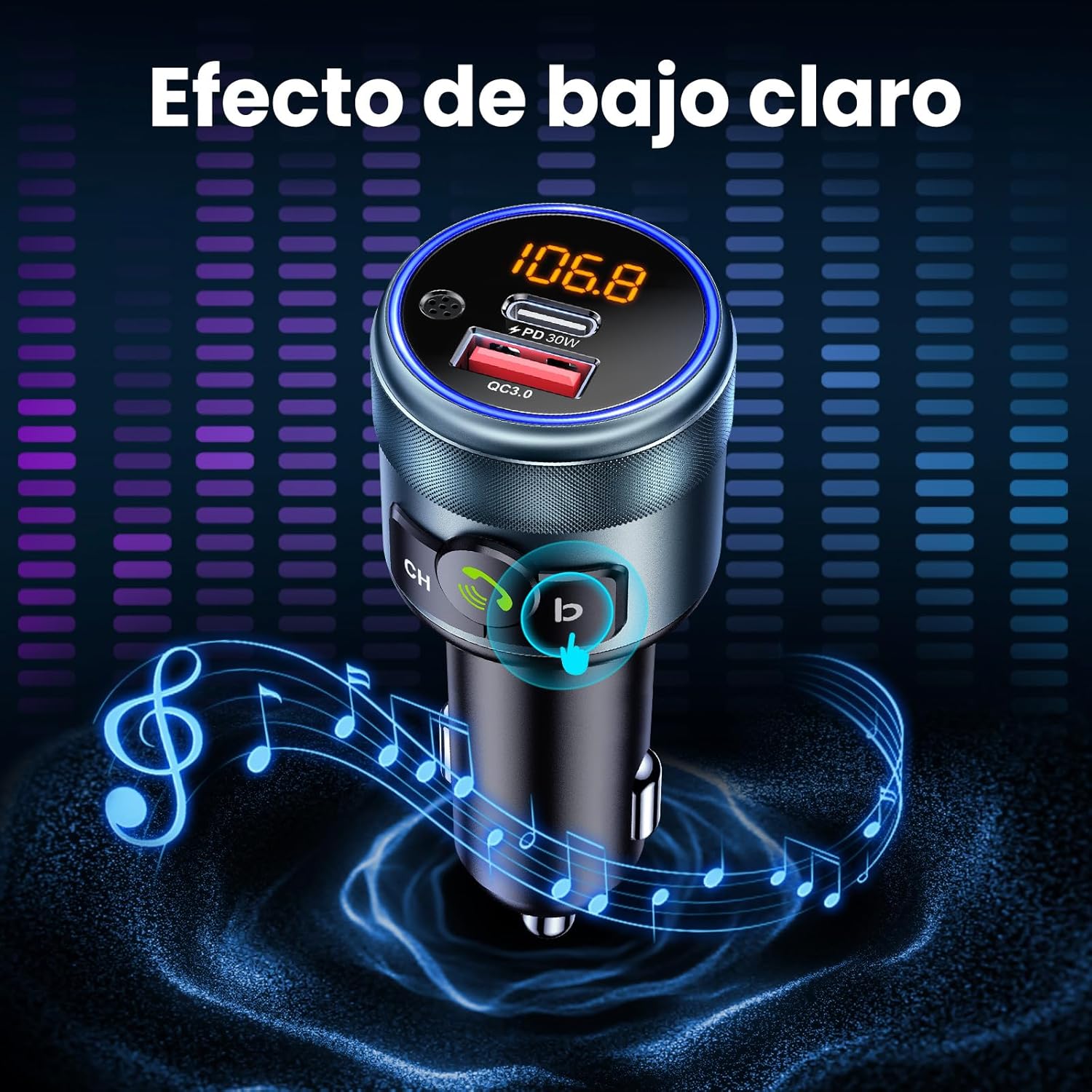 Detalle 2 de GizmoVine Transmisor FM Bluetooth Coche 48W