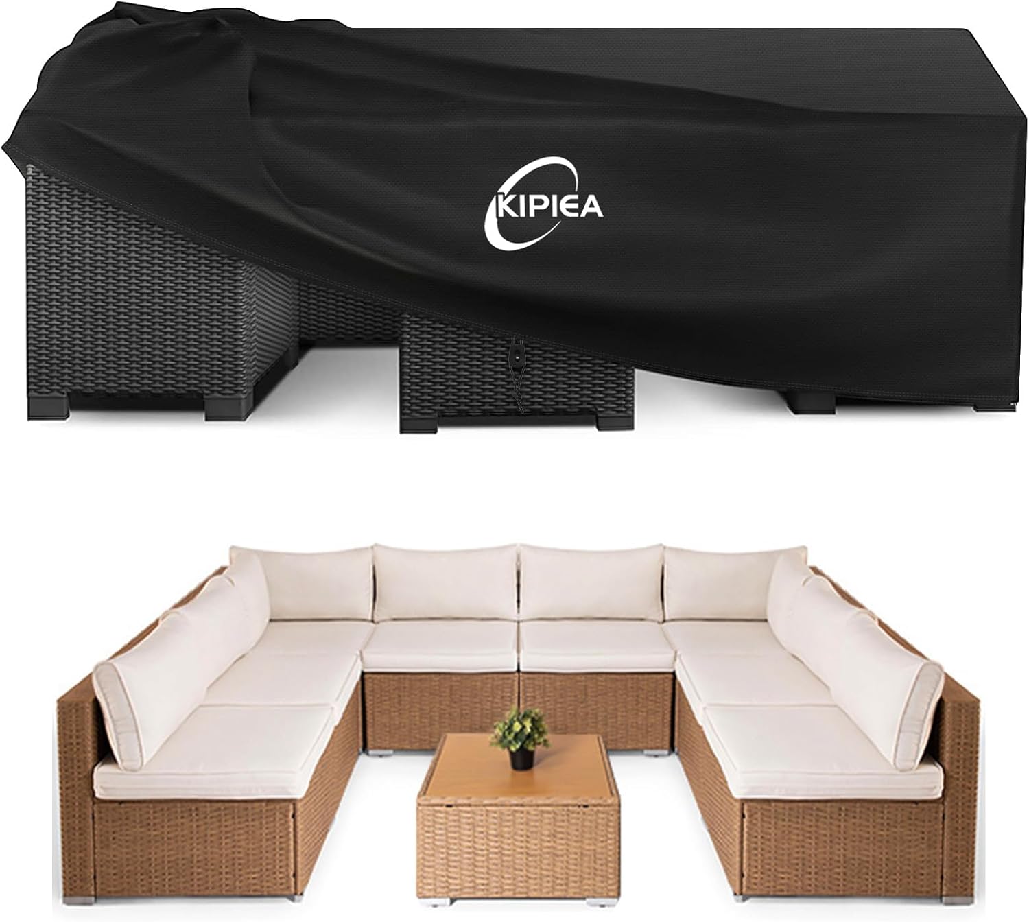 Detalle de Kipiea Gartenmöbel Abdeckung Winterfest – 420D Oxford, wasserdicht, UV-beständig, 300x300x71 cm