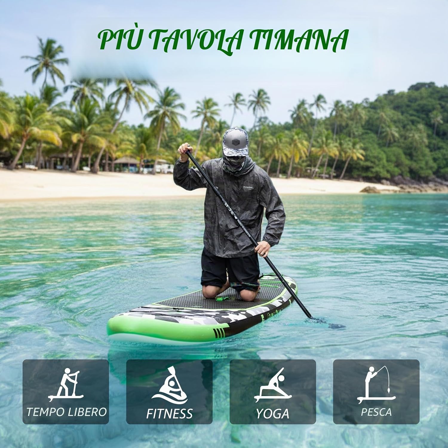 Detalle de FunWater Sup Gonfiabile Portatile: Tavola da Stand Up Paddle 10'10" con accessori completi