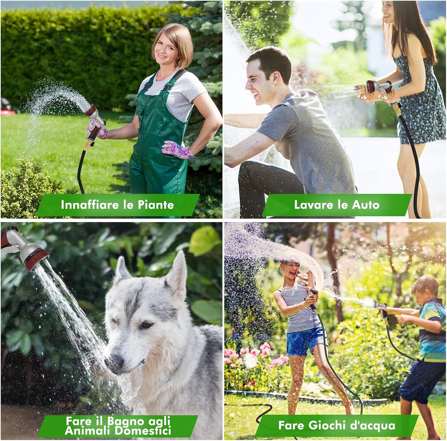 Thumbnail 6 de RESTMO Doccia da giardino in metallo ad alta pressione, 7 funzioni, getto spray, regolazione flusso — marrone