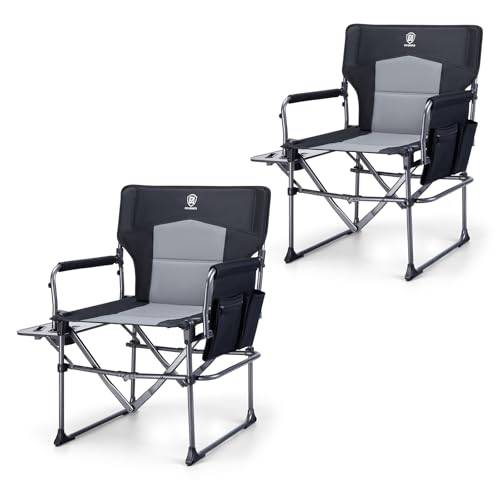 Detalle de EVER ADVANCED Campingstuhl Faltbar 180 KG – Regiestuhl mit Seitentisch und Seitentasche
