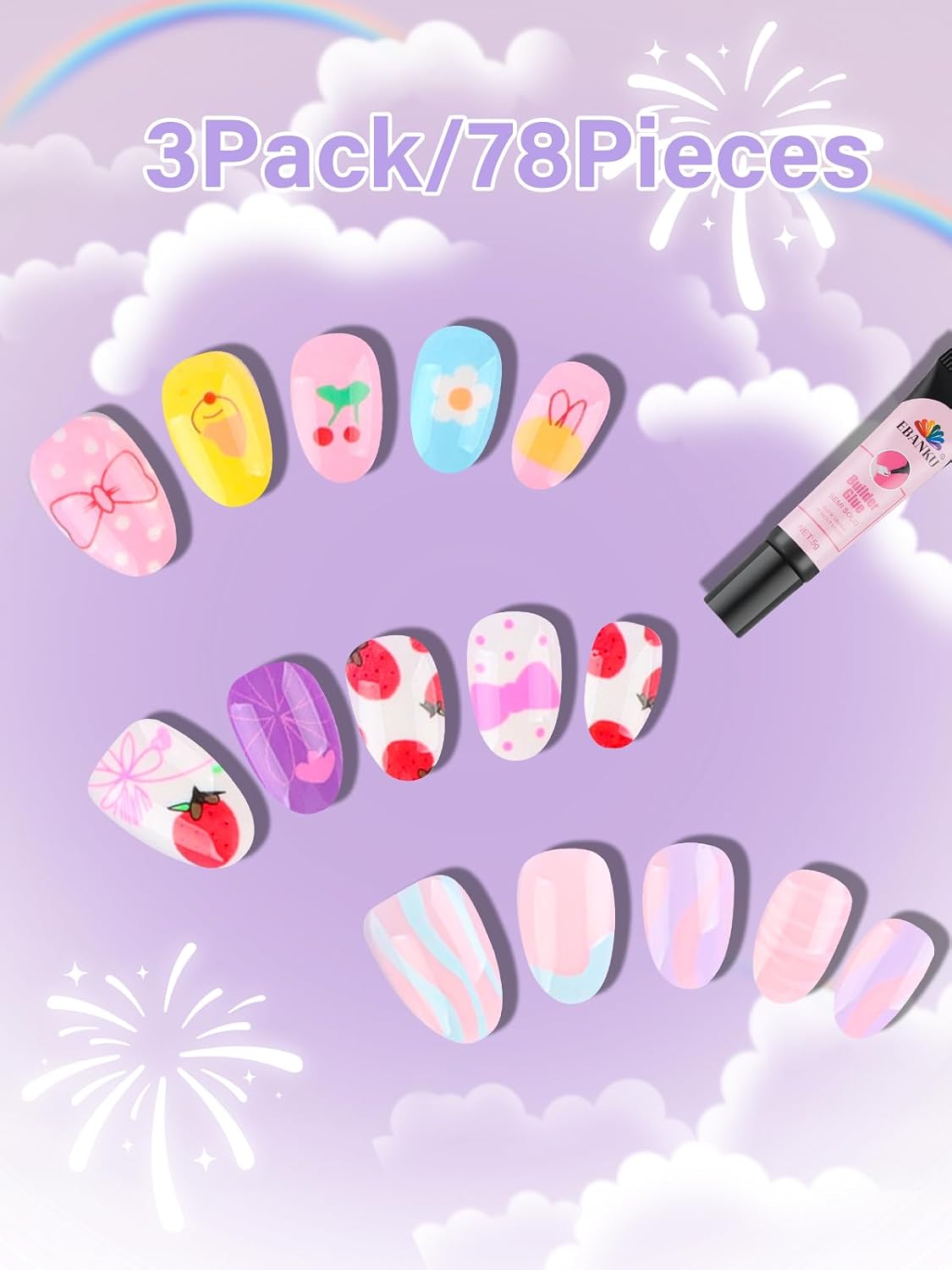 Thumbnail 2 de EBANKU 168-piece Kids Press on Nails