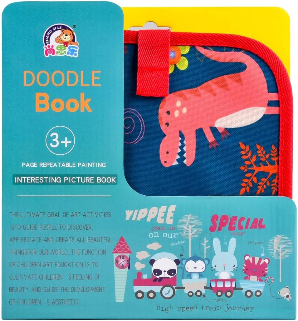 Thumbnail 6 de Funkprofi abwischbares Malbuch für Kinder mit 12 Buntstiften (Dinosaurier), tragbares Zeichenbrett mit wiederverwendbaren Seiten