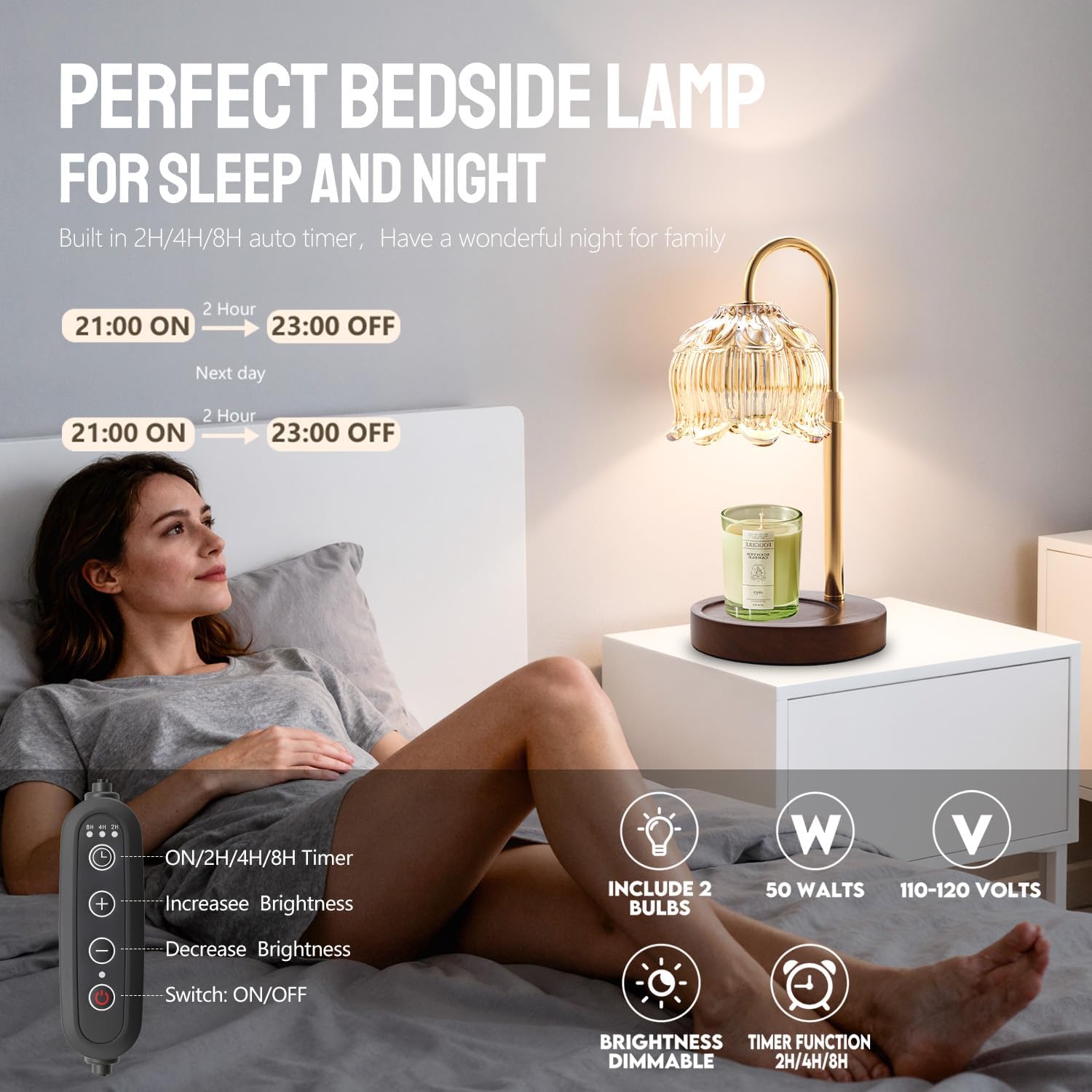 Thumbnail 1 de Geezo Electric Candle Warmer Lamp with Timer & Dimmer (50W)