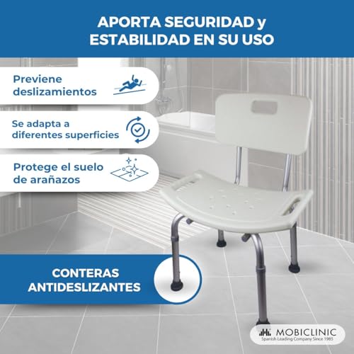 Detalle 2 de Mobiclinic® Silla de Ducha Regulable con Antideslizantes