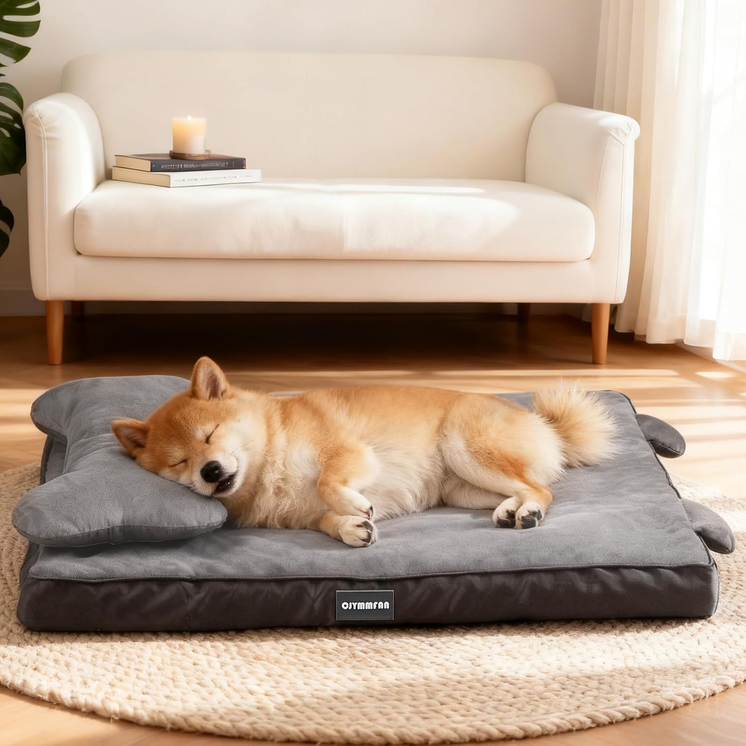 Detalle de Orthopedic Dog Bed with Removeable Headrest Bolster: Waterproof, Washable, and Supportive for Joints