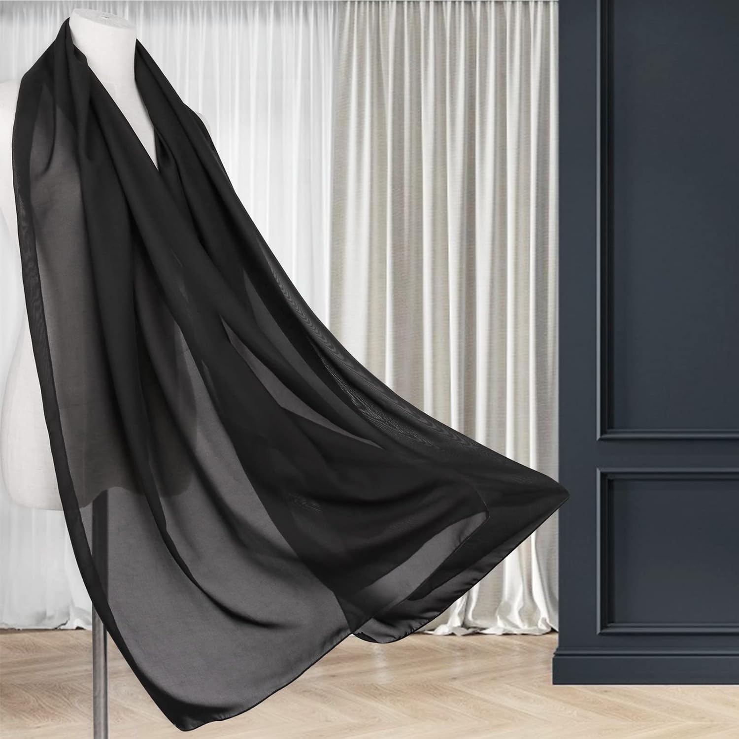 Detalle 2 de Châle Weenwill femme en mousseline légère 70 × 200 cm – écharpe polyvalente pour mariage et soirées