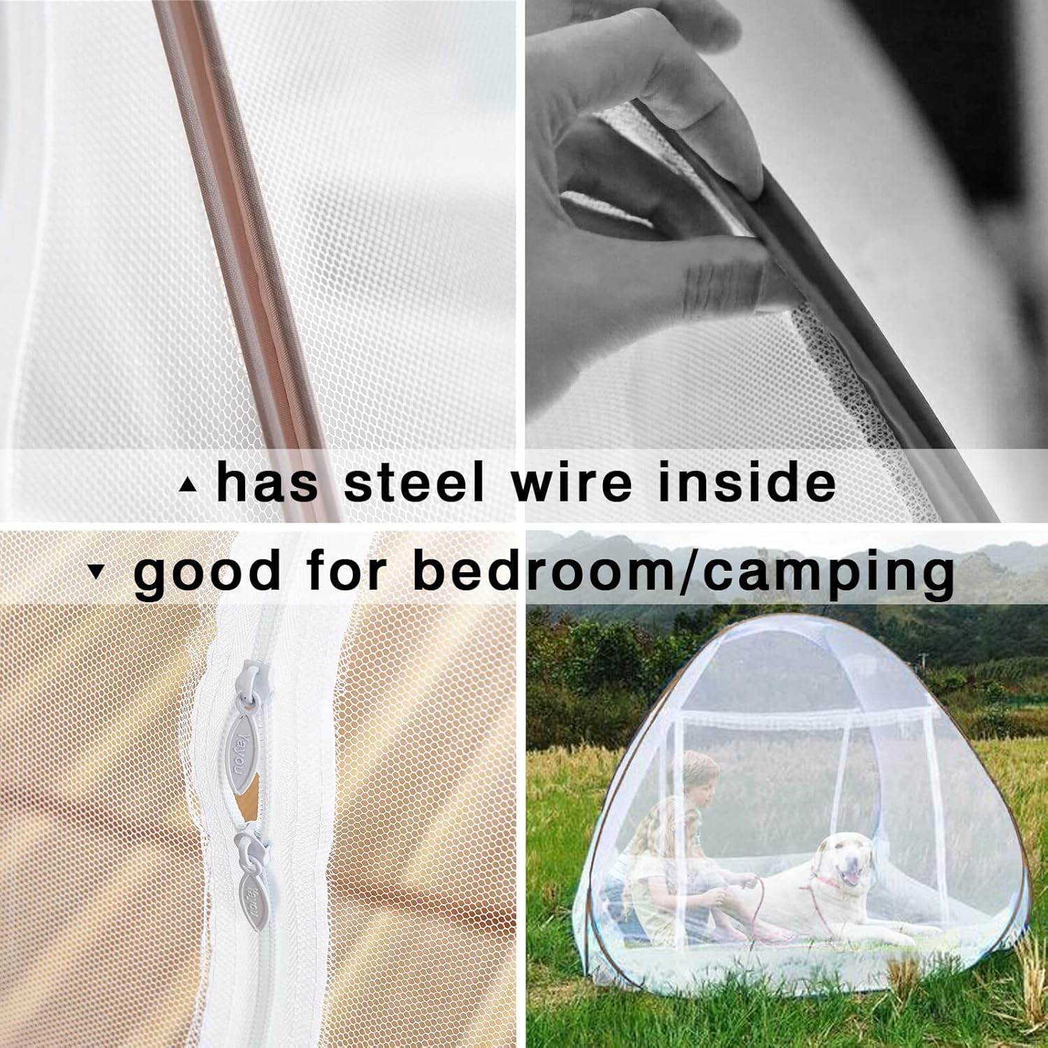 Detalle 1 de Couvkadl NET-01 Pop-Up Mosquito Net Tent, 200 x 180 x 150 cm, Double Doors