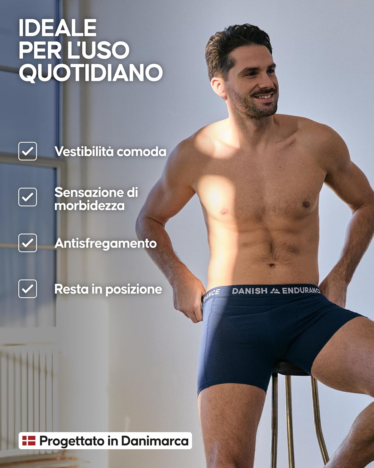 Detalle de DANISH ENDURANCE Boxer da uomo in cotone morbido, con o senza apertura frontale, confezione 6 o 10