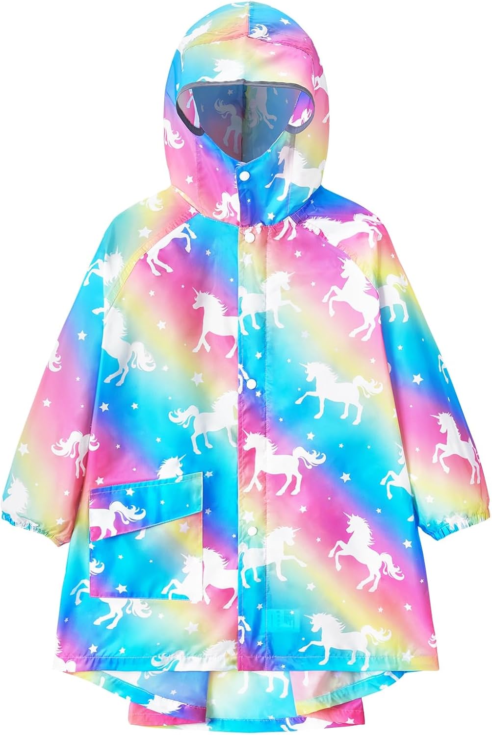 WAWSAM Kids Rain Poncho: Lightweight, Waterproof Rainbow Unicorn Poncho for Outdoors