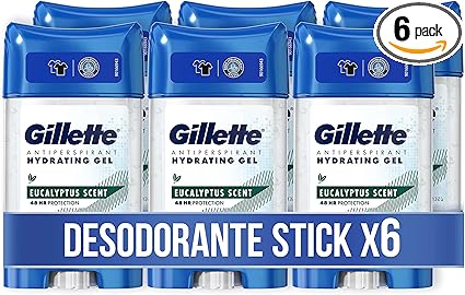 Detalle de Gillette Hydra Gel Antitranspirante Eucalipto Hombre, 70 ml x6 💧