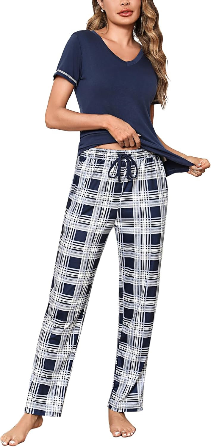 Thumbnail 6 de Litherday Damen-Schlafanzug aus Baumwolle mit Kurzarm-Shirt und Pyjamahose (2-teilig)
