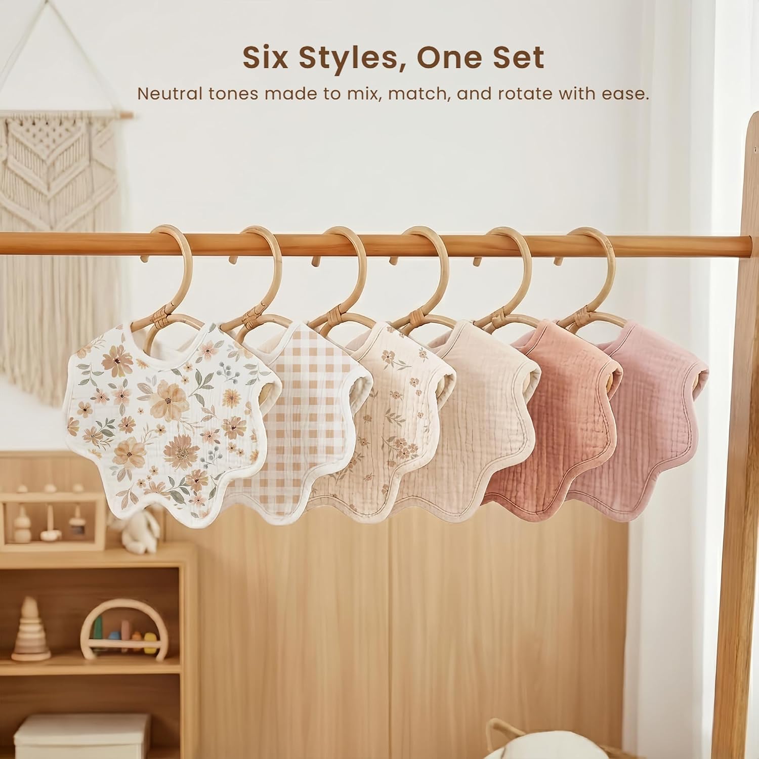 Thumbnail 6 de Konssy 6-Pack Muslin Baby Bandana Bibs, 100% Cotton, Adjustable Snaps