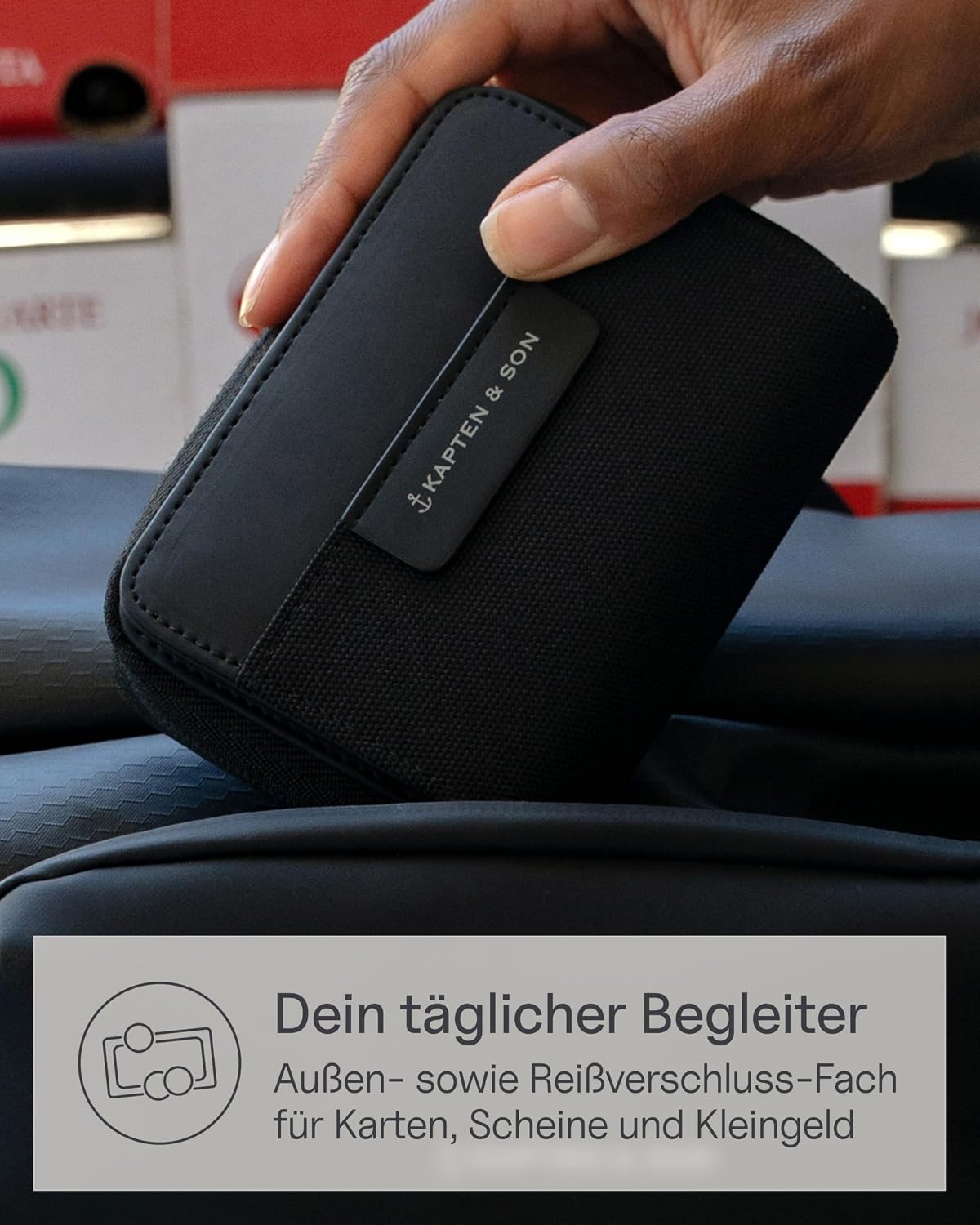 Thumbnail 1 de Kapten & Son Bergen Pro Wallet Small All Black – kompakte Damen-Geldbörse mit 8 Kartenfächern