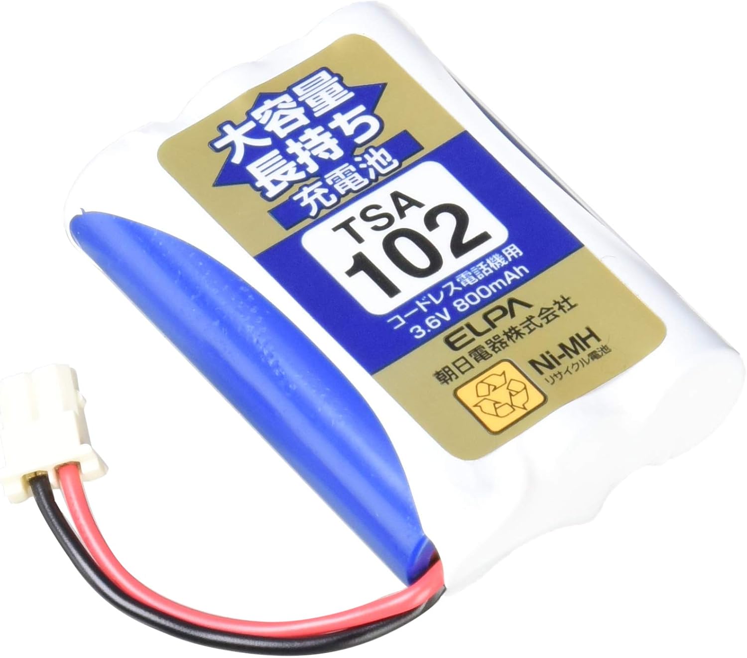 Detalle de ELPA TSA-090 子機用充電池 3.6V・800mAhのニッケル水素タイプ