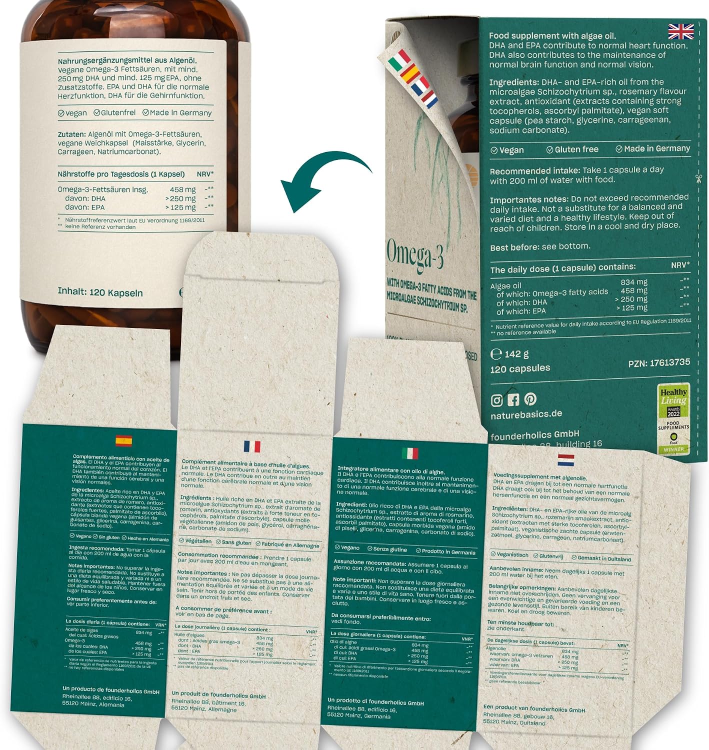 Thumbnail 3 de Veganes Omega 3 aus Algenöl – 120 hochdosierte Kapseln für 4 Monate, 1 Kapsel täglich