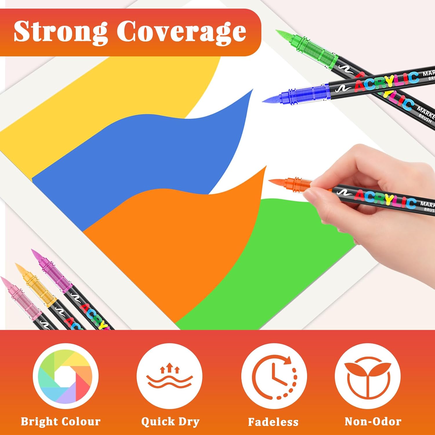 Thumbnail 2 de Funnasting 72 Colours Acrylic Paint Pens (Soft Brush Tip) – acrylic marker set for glass, fabric, rocks and DIY crafts